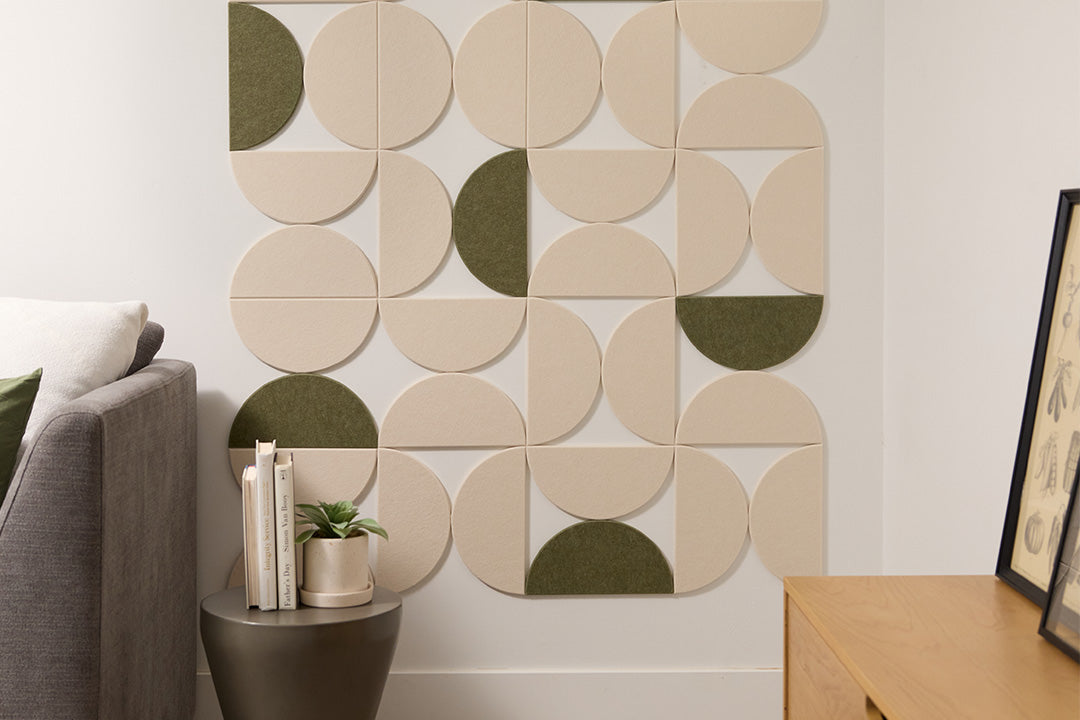 Half circle wall art design with Olive accent color.