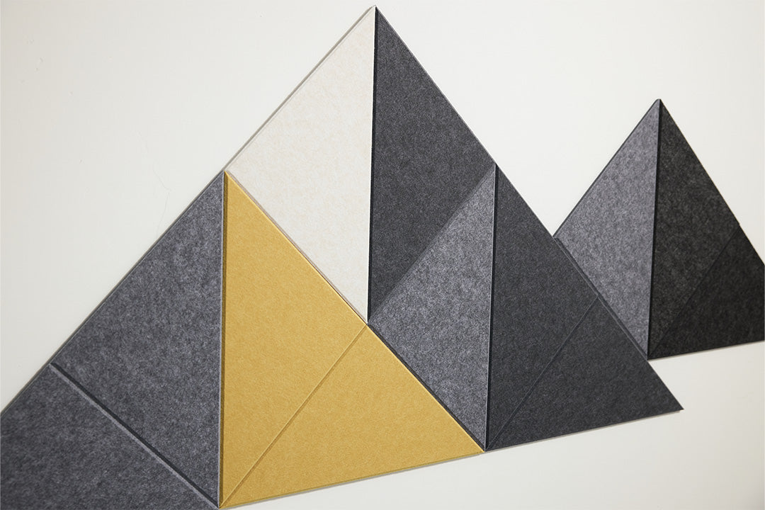 Felt Right Mini Shaded Mountain Design Installed Above Bed.