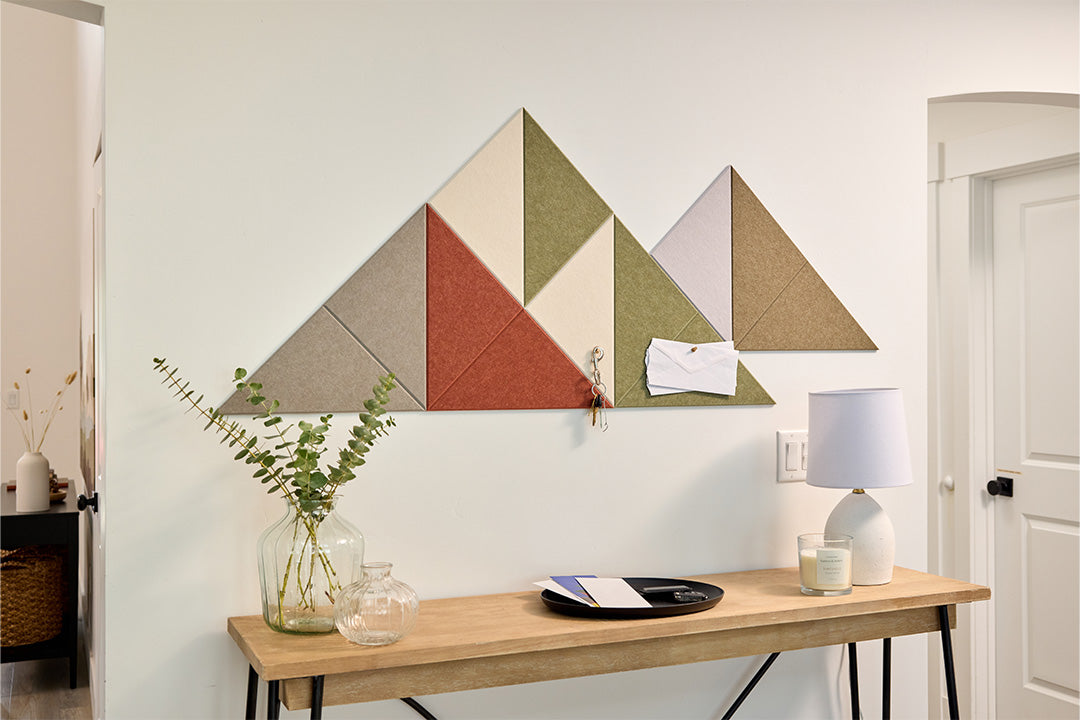 Felt Right Mini Shaded Mountain Design in earth shades Installed in Entryway Above a Table or displayed in a bedroom or living room