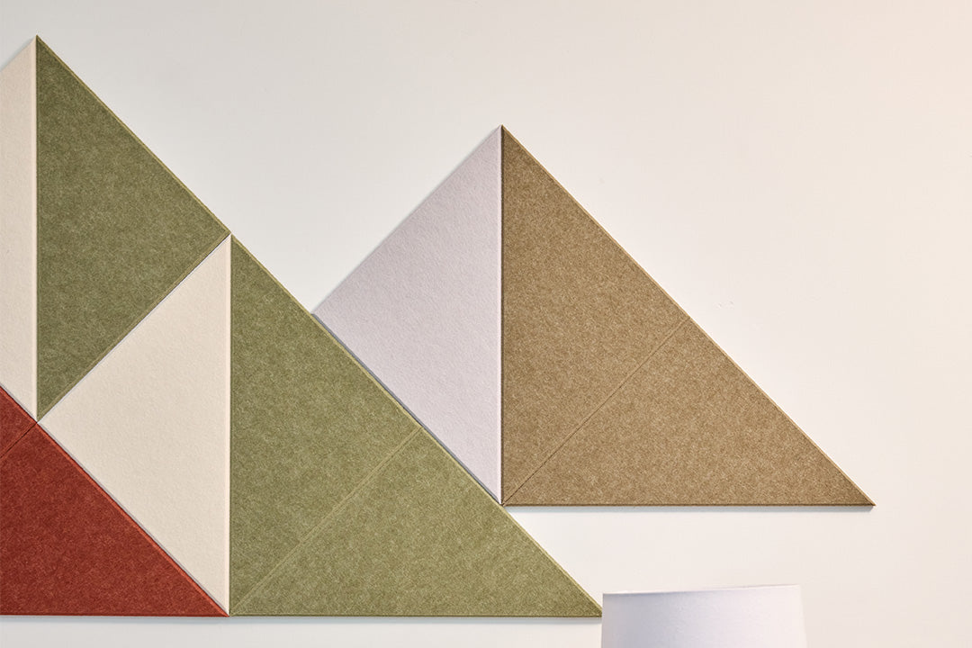 Felt Right Mini Shaded Mountain Design Installed in Entryway Above a Table.