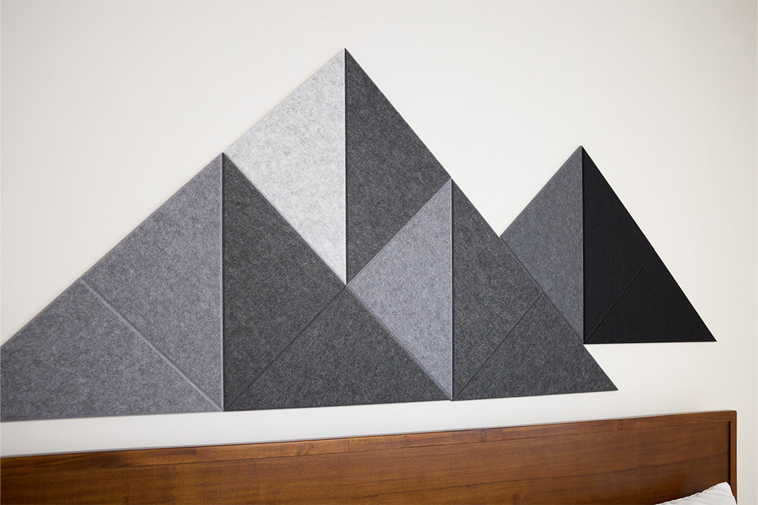 Felt Right Mini Shaded Mountain Design Installed Above Bed.