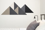 Felt Right Mini Shaded Mountain Design Installed Above Bed.
