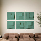 Soft green dimensional felt wall tiles for acoustic sound absorption and modern interior design 