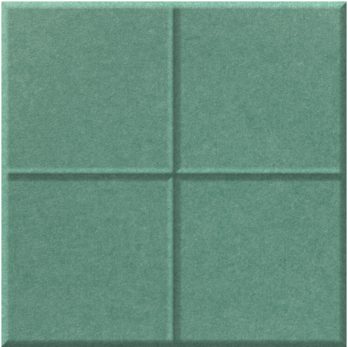 Sage green tile divided into four equal squares with raised grid pattern and matte finish.