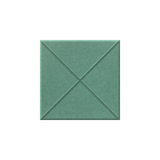 A square sage green textured panel with a stitched geometric pattern of intersecting diagonals, shown on a plain white background.