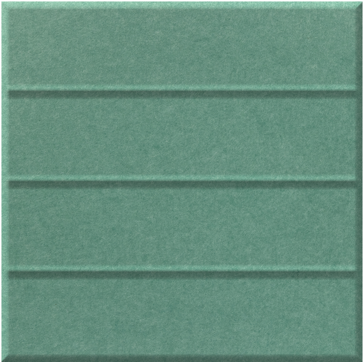 Matte green tile with three horizontal grooved lines dividing the surface into four sections.