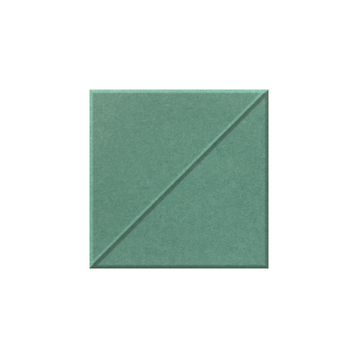 A square sage green tile or panel with a diagonal line running from the bottom-left to the top-right corner, shown on a plain white background.