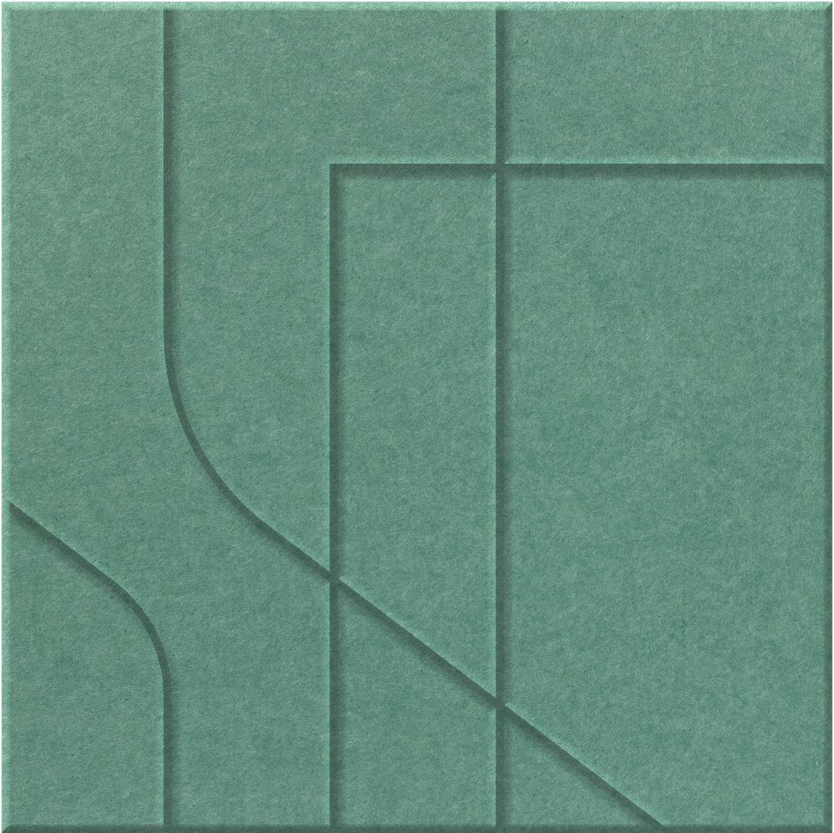 Mint 9mm Engraved Subway felt sample with offset stepped line grooves