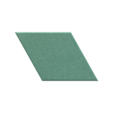 A single flat parallelogram-shaped tile or swatch in muted sage green on a plain white background.