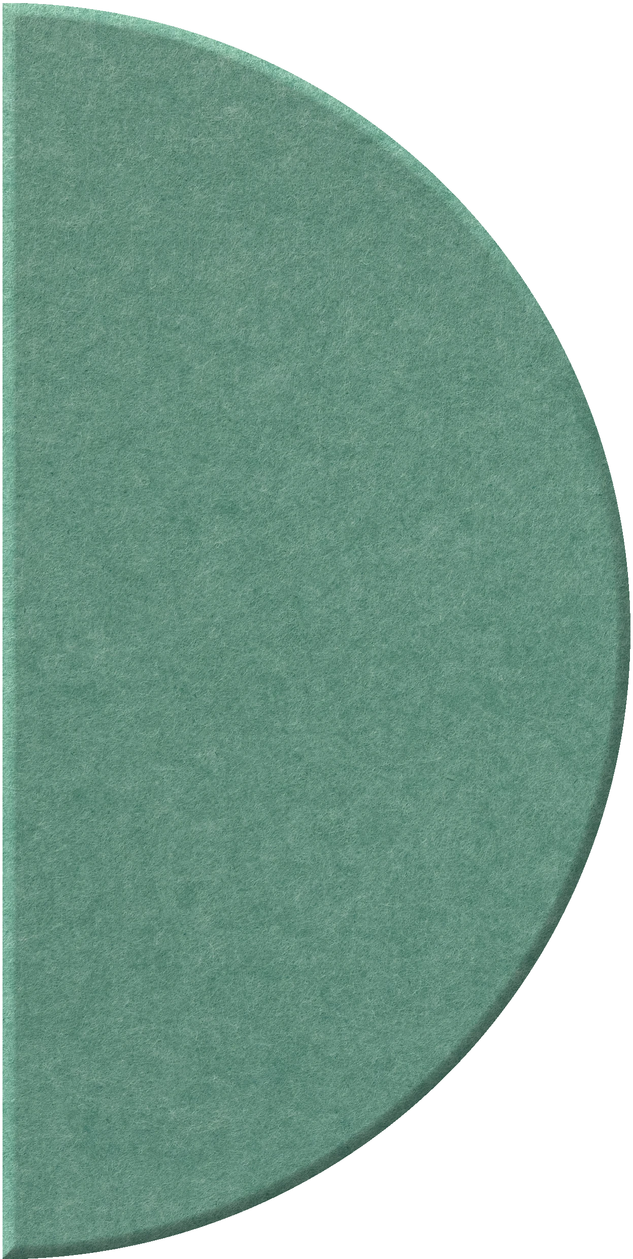 Sage green half-circle tile with textured surface and curved edge.