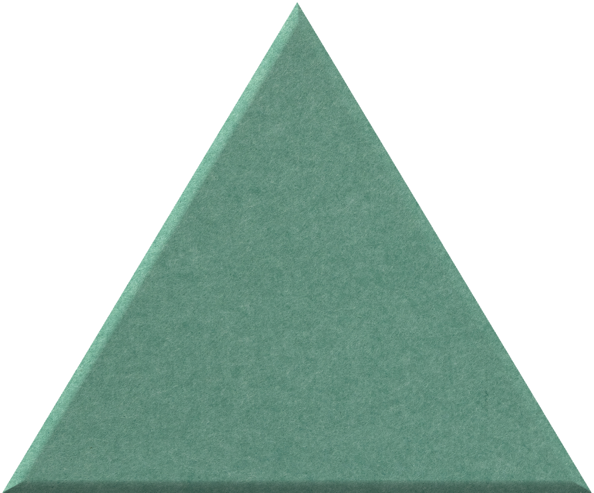 Large green triangle tile with textured surface and three-dimensional depth.