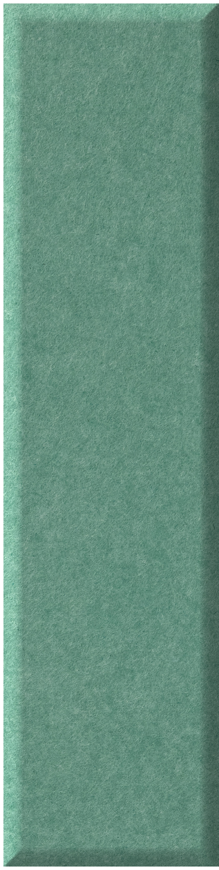 Vertical rectangular tile with textured surface in muted green finish.