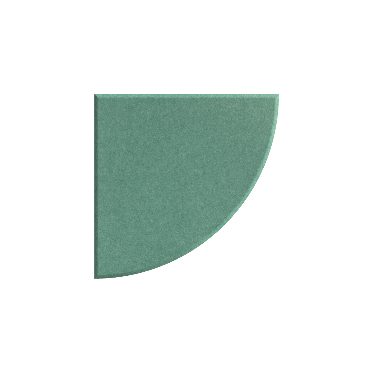 A single quarter-circle or quadrant-shaped piece of textured green material, likely foam or paper, shown on a plain white background.