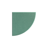 A single quarter-circle or quadrant-shaped piece of textured green material, likely foam or paper, shown on a plain white background.