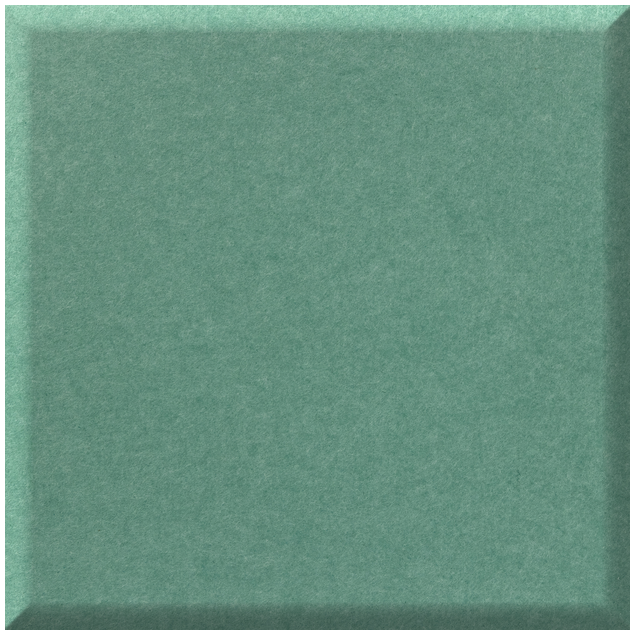 Green square tile with textured matte surface and beveled edges.