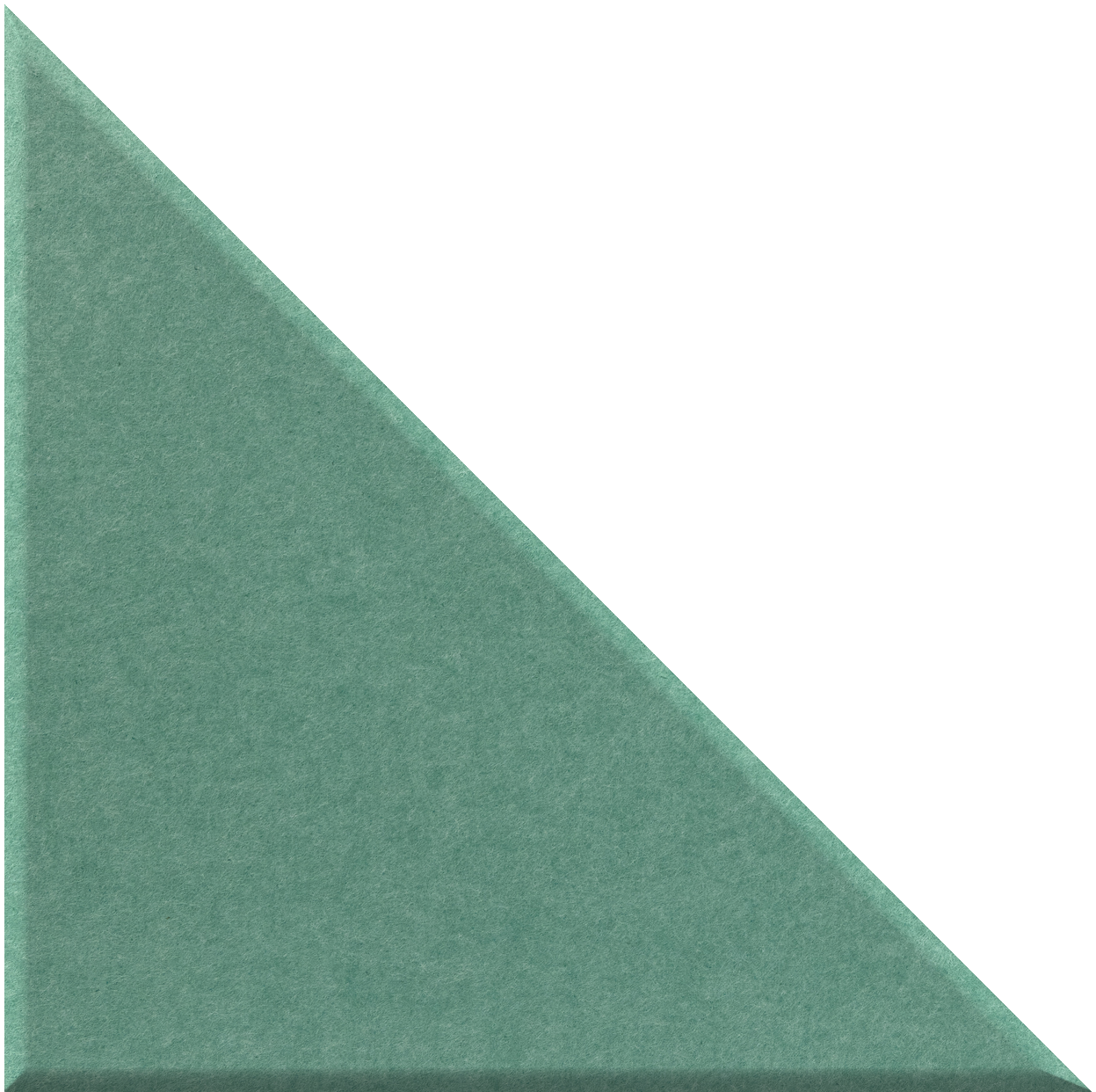 Green right triangle tile with textured surface and 90-degree angle corner.