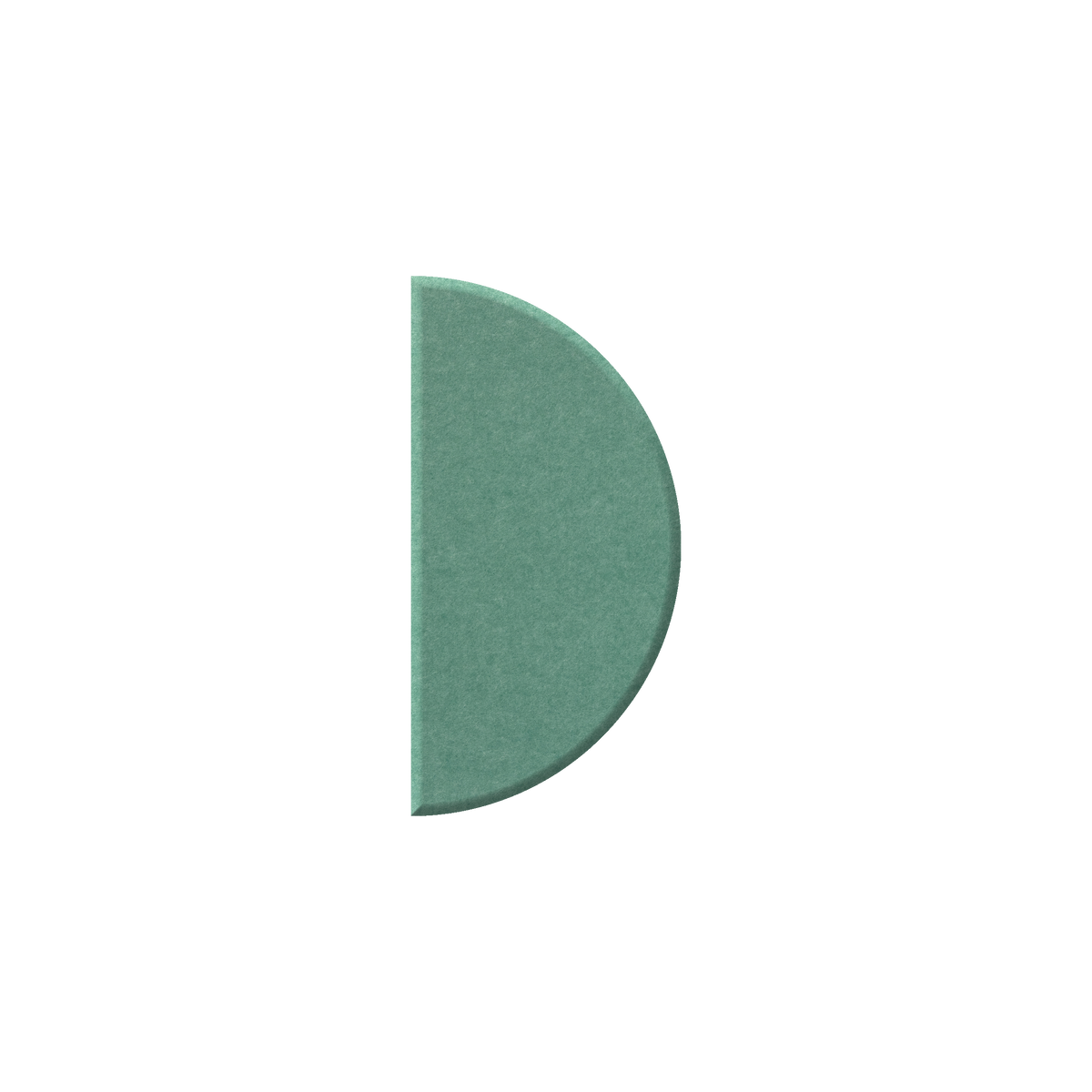 A single lowercase-style letter 'd' cutout or stencil made from textured green paper, shown against a plain white background.