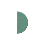 A single lowercase-style letter 'd' cutout or stencil made from textured green paper, shown against a plain white background.