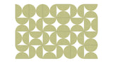 A Felt Right Wall Design using half circles in a shade of green to create a geometric art.