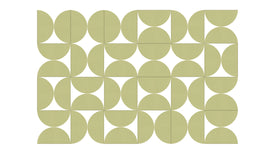 A Felt Right Wall Design using half circles in a shade of green to create a geometric art.