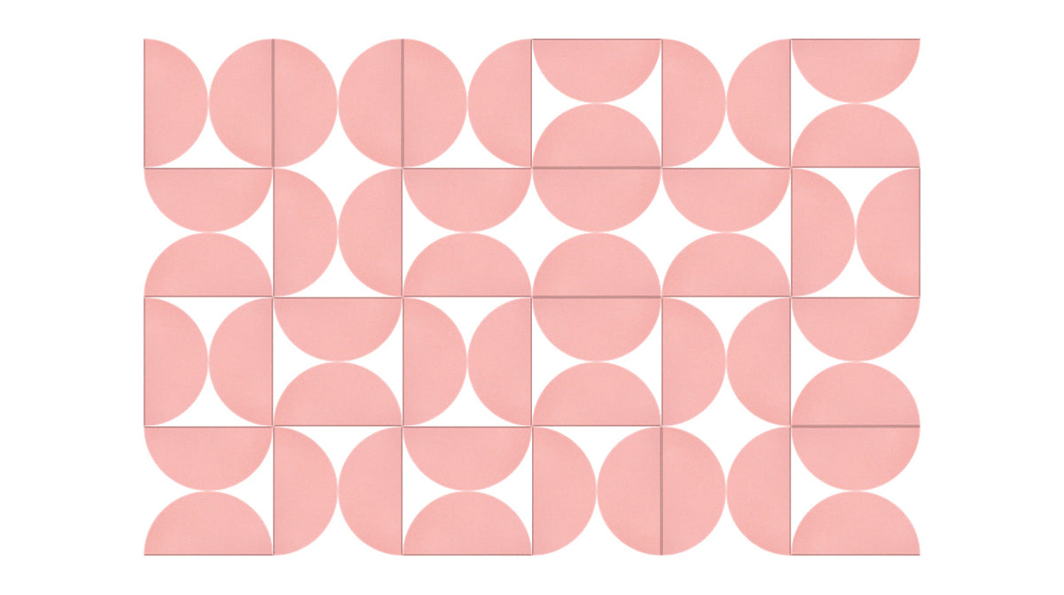A Felt Right Wall Design in a pink shade using half circles to create a geometric shape