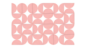 A Felt Right Wall Design in a pink shade using half circles to create a geometric shape