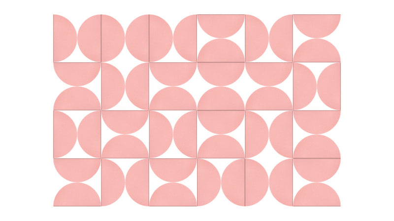 A Felt Right Wall Design in a pink shade using half circles to create a geometric shape