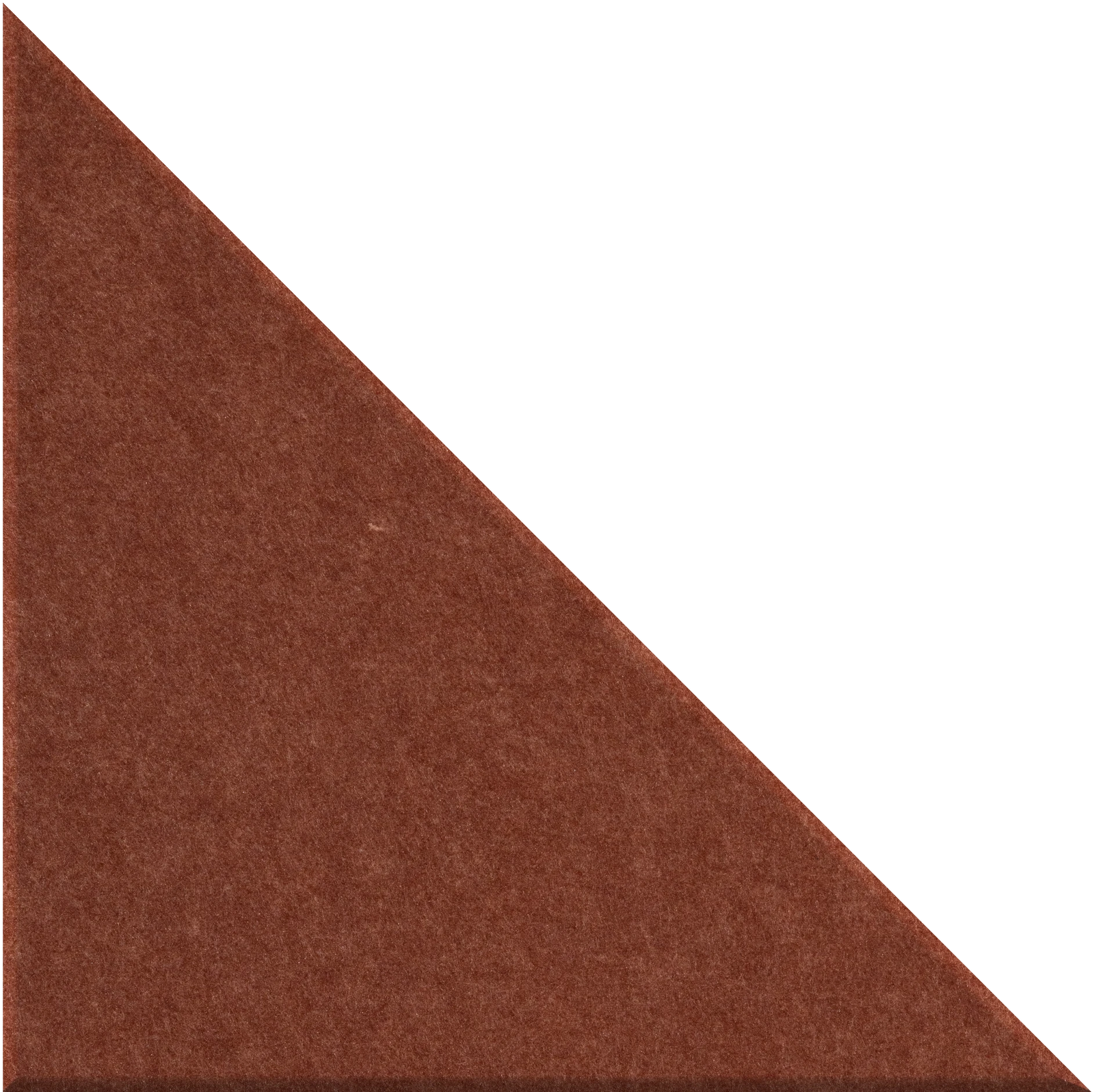 Terracotta-red right triangle tile with textured surface against white background.
