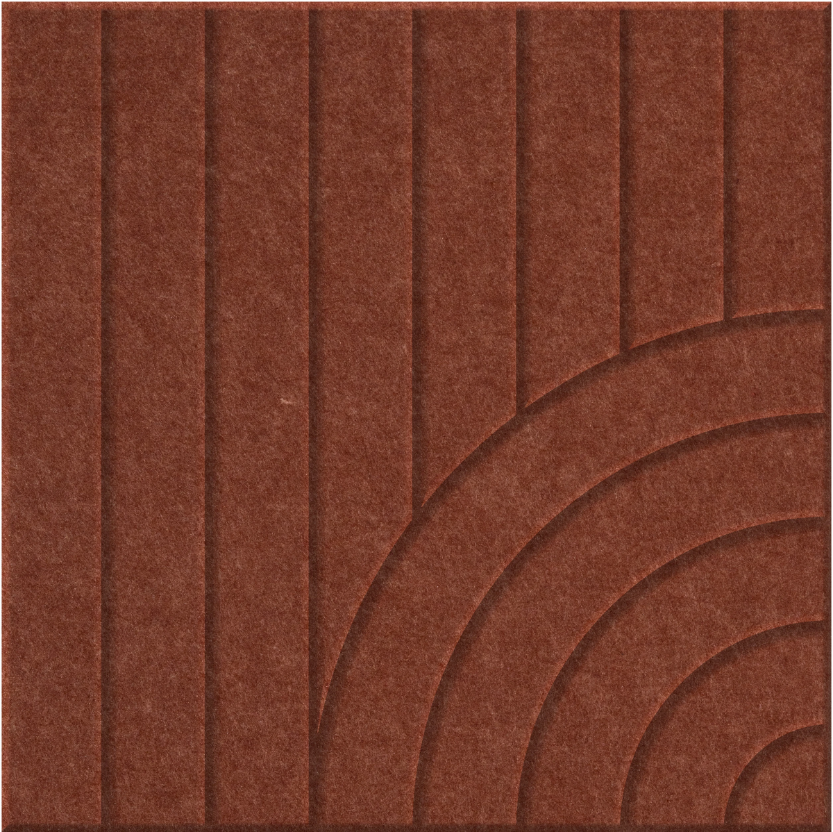 Moab 9mm Engraved Tangent felt sample with concentric quarter circle grooves