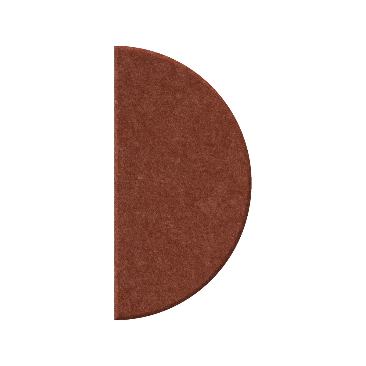 A semi-circular brown textured mat or rug shown on a plain white background.