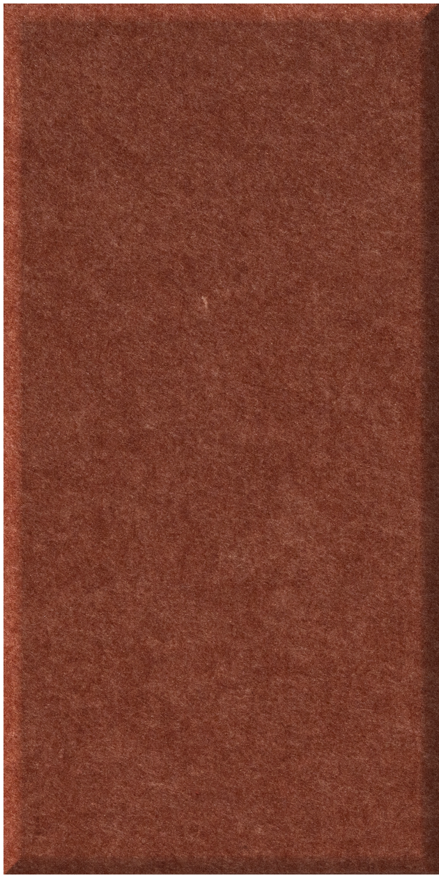 Rust-red rectangular tile with textured surface and subtle raised edge on left side.