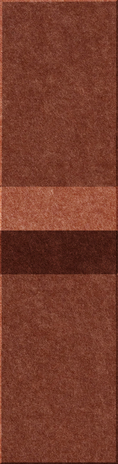 Rectangular tile with textured surface in shades of rust, terracotta, and dark brown arranged in horizontal color blocks.