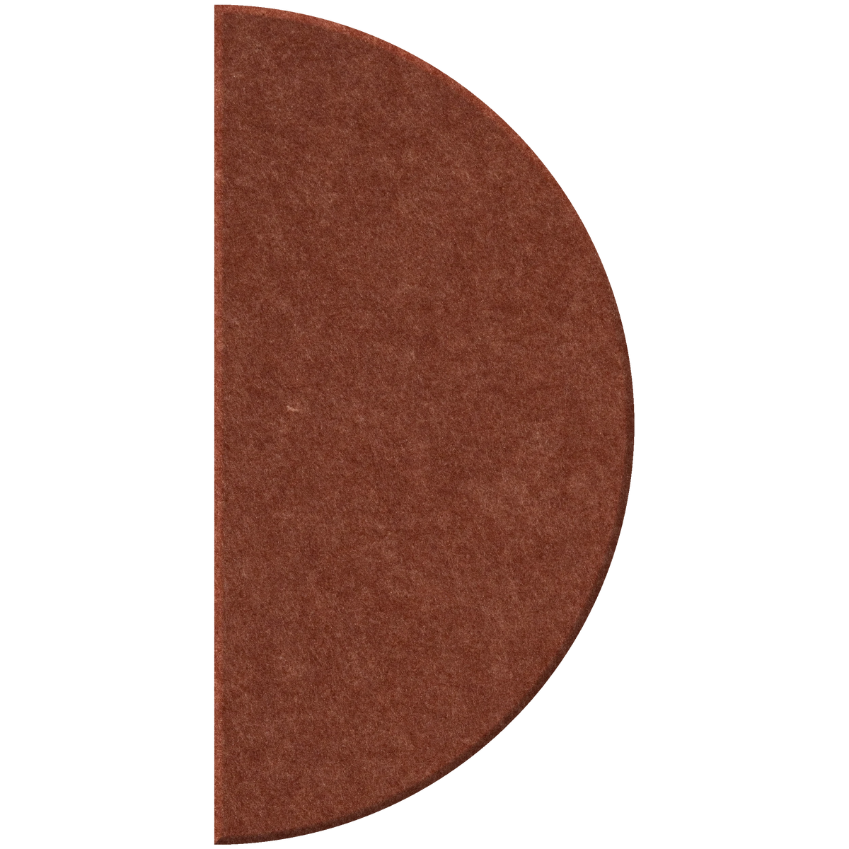 A semi-circular brown felt or carpet sample shown on a plain white background.