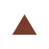 A textured, triangular brown powder or pigment sample centered on a plain white background.