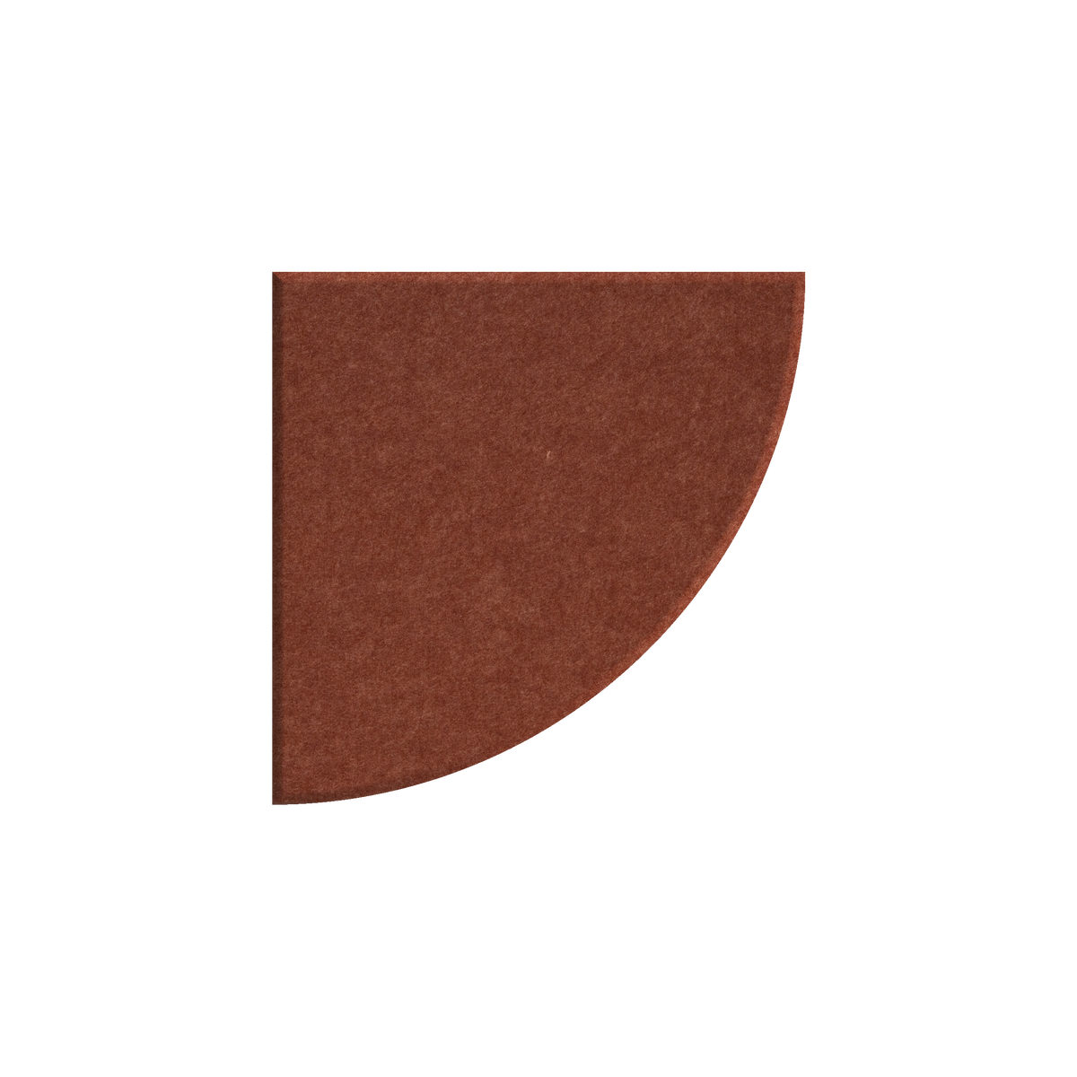 A quarter-circle felt pad in a warm rust brown color, shown on a plain white background.