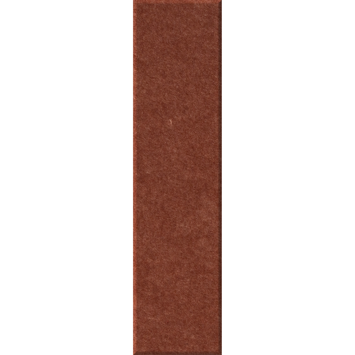 A vertical rectangular swatch of textured brown material, likely a fabric or carpet sample, centered on a plain white background.