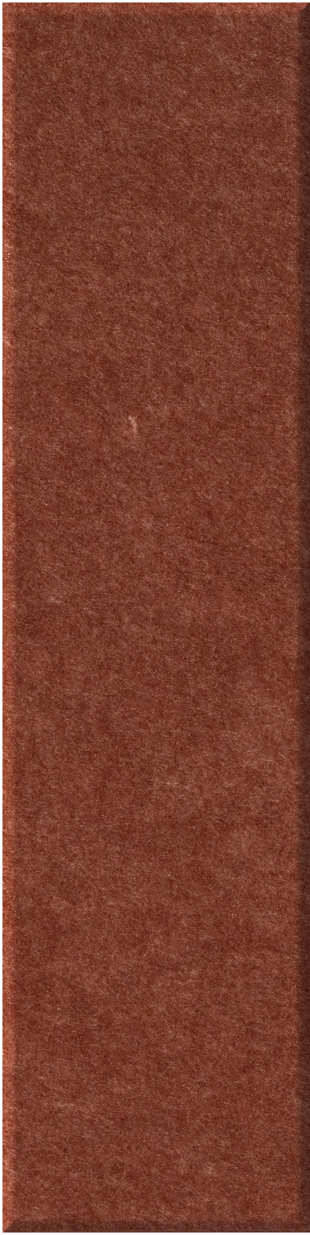 Vertical rectangular shiplap tile with rust-red textured surface and subtle wood grain pattern.