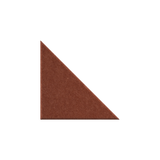 A textured, rust-brown triangular wedge, resembling a sharpened pencil tip or a geometric color tile, centered on a solid white background.
