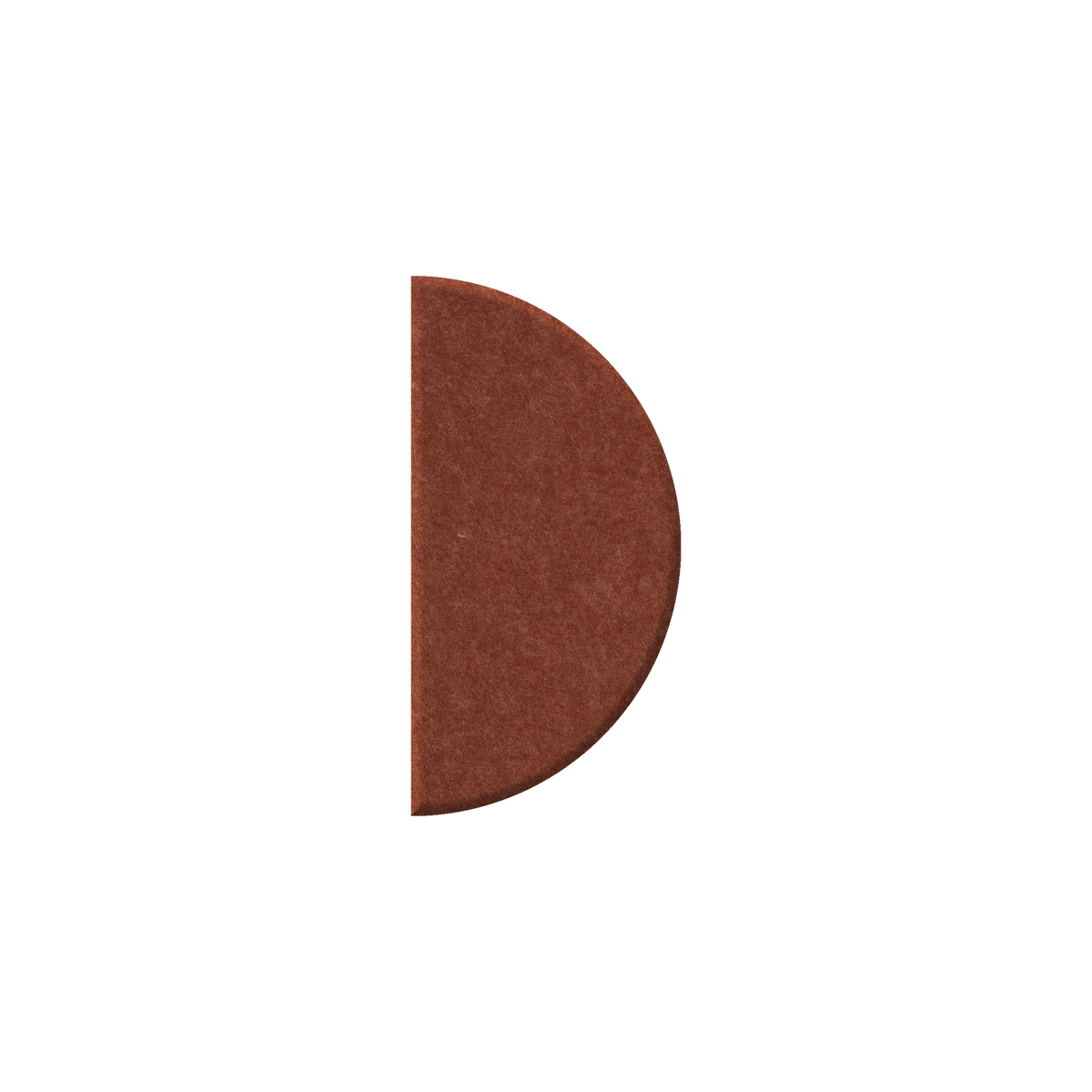 A single textured, semi-circular wedge-shaped product in a warm terracotta brown color, positioned vertically on a solid white background.