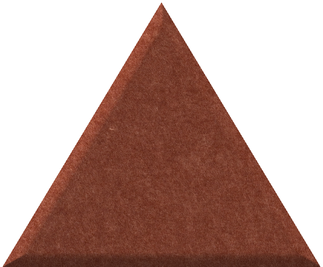 Rust-red equilateral triangle tile with a matte, speckled surface.