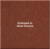 A square brown textured material sample with the centered text 'Enlarged to show texture' on a white background.