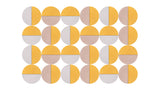 A Felt Right modern design geometric shapes in  yellow, and white colors displayed in a bedroom or an entry way