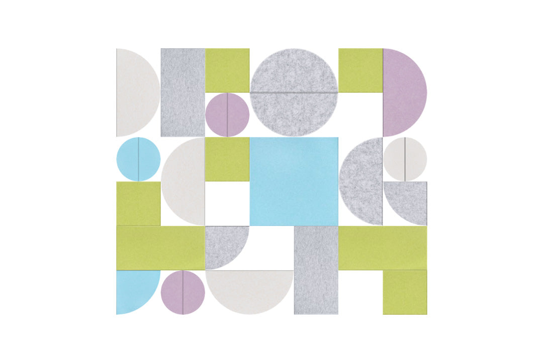 Mulicolor mixed shapes Felt Right design made from sound-dampening acoustic felt panels