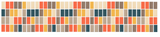 Repeating pattern of small rectangular tiles in autumn colors including red, orange, yellow, tan, gray, and dark blue arrange
