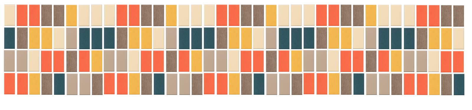Repeating pattern of small rectangular tiles in autumn colors including red, orange, yellow, tan, gray, and dark blue arrange