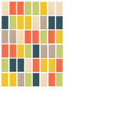 Grid mosaic pattern with autumn-colored rectangles in cream, coral, yellow, green, tan, and teal.