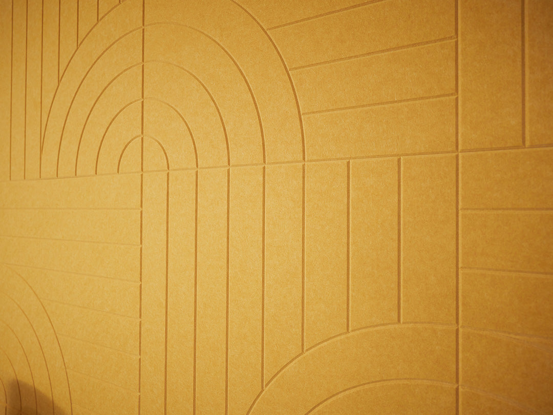 A close up view of a Felt Right Wall design in a yellow shade.