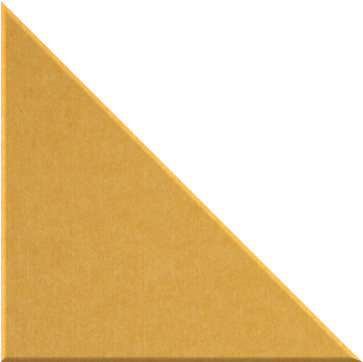 Right triangle tile in mustard yellow with matte finish.