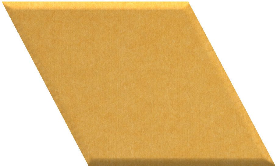 Gold diamond-shaped tile with a matte finish and beveled edge.