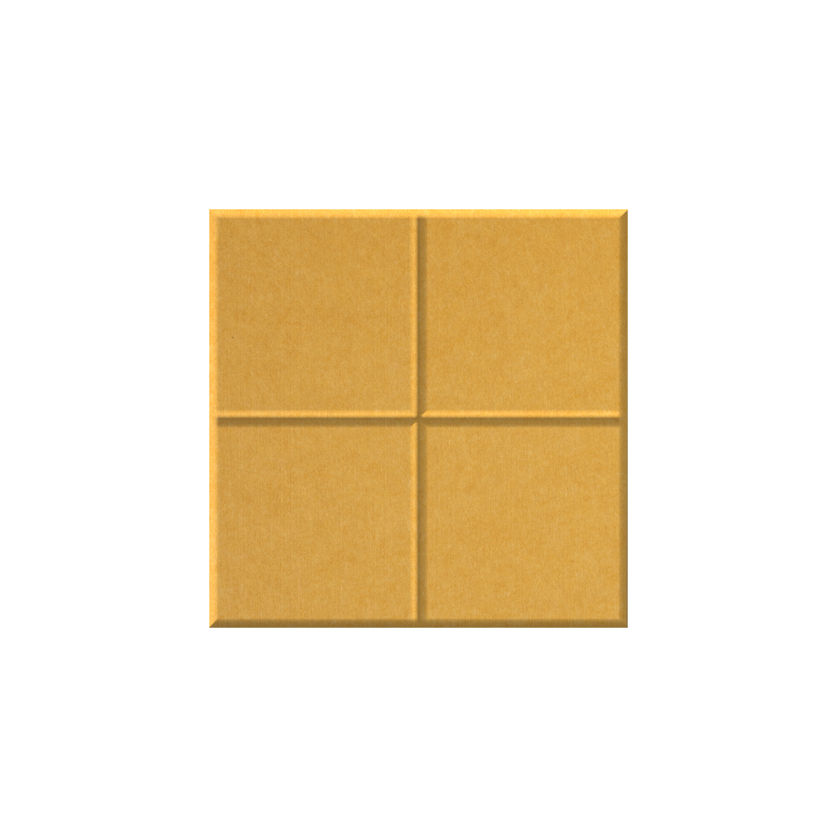 A square four-panel gold textured wall tile or decorative panel on a solid white background.